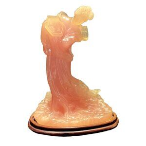 Vtg Rose Quartz Wafista Geisha Sculpture Pink Polyester Arts No 5603 Hong Kong 9